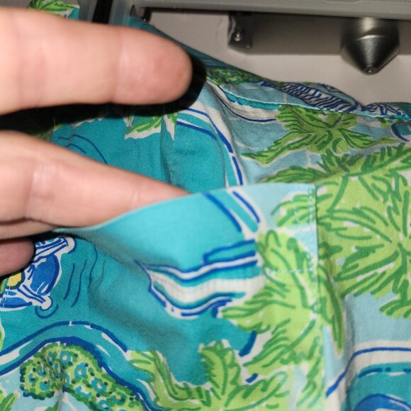Lilly Pulitzer Vintage Crop Pants Poolside Print Green Aqua Size 8 Pockets - Picture 4 of 6